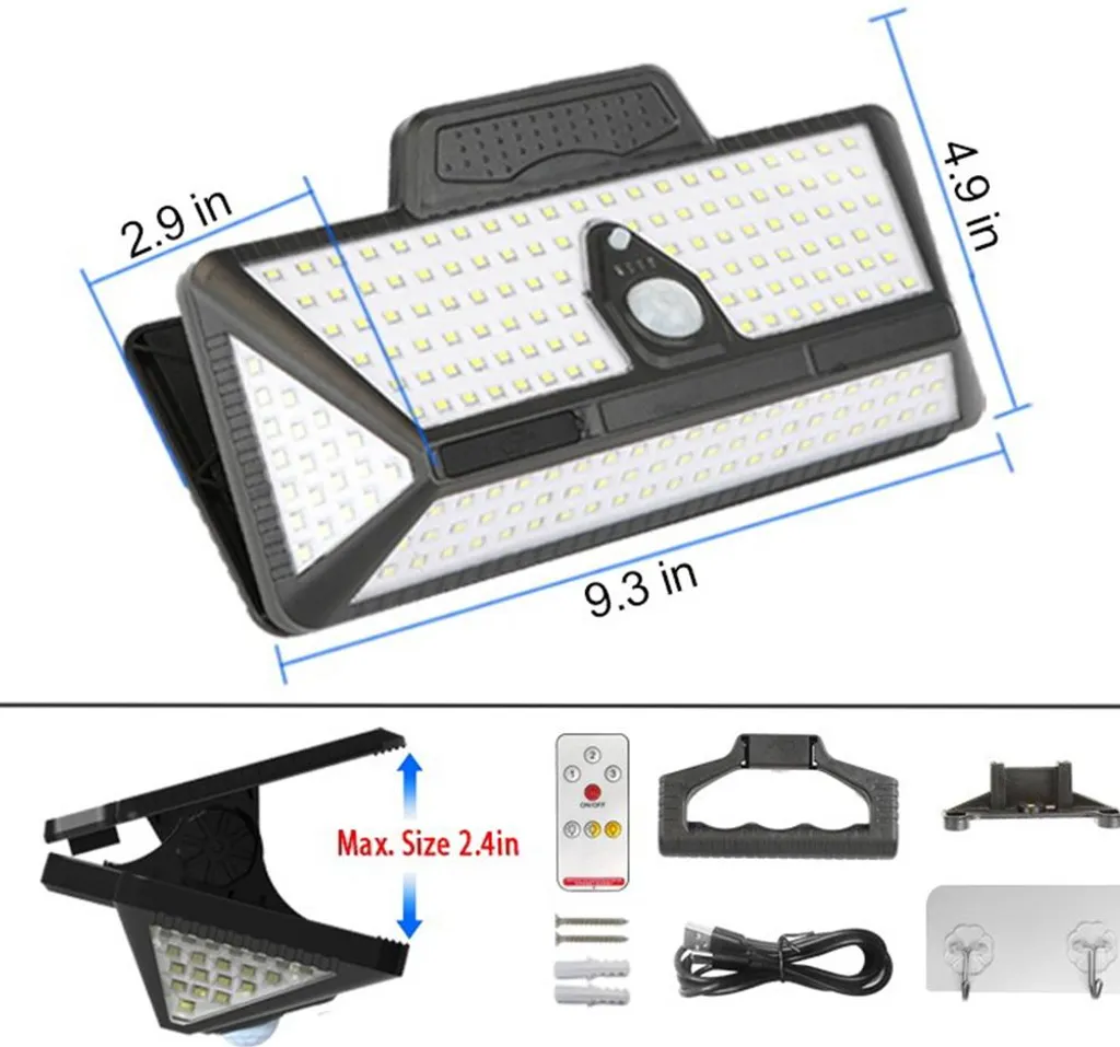 INF Lampe Solaire à Clip 3 Couleurs 3600mA avec Détecteur de Mouvement