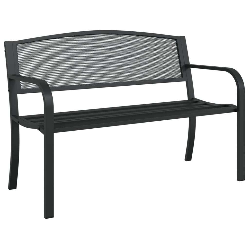vidaXL Záhradná lavica 119 cm čierna oceľ Obrázok produktu 