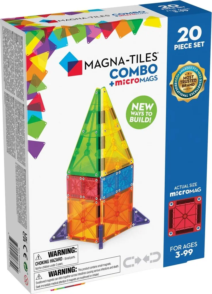 Magna-Tiles MicroMags 20 Pièces : Solution Compacte contre l'Ennui STEM