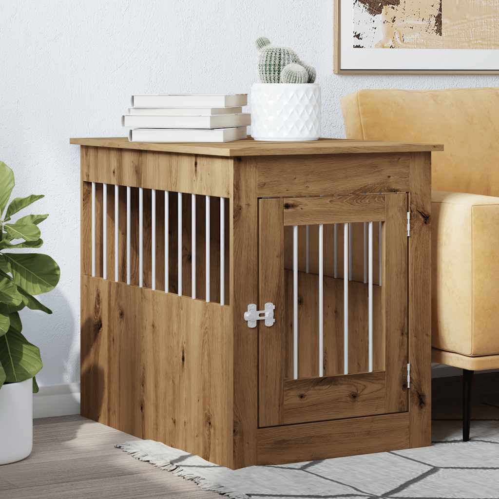 (Robust Möbel) Hundekäfig im Möbelstil Artisan-Eiche 55x80x68cm Holzwerkstoff - CL717622 - Hunde-Transportboxen