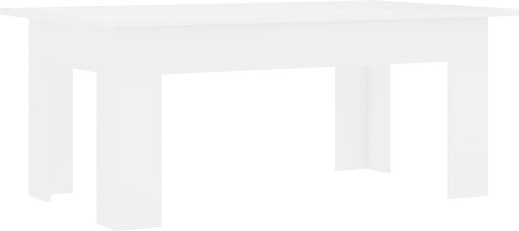 A white rectangular table with four legs against a white background.