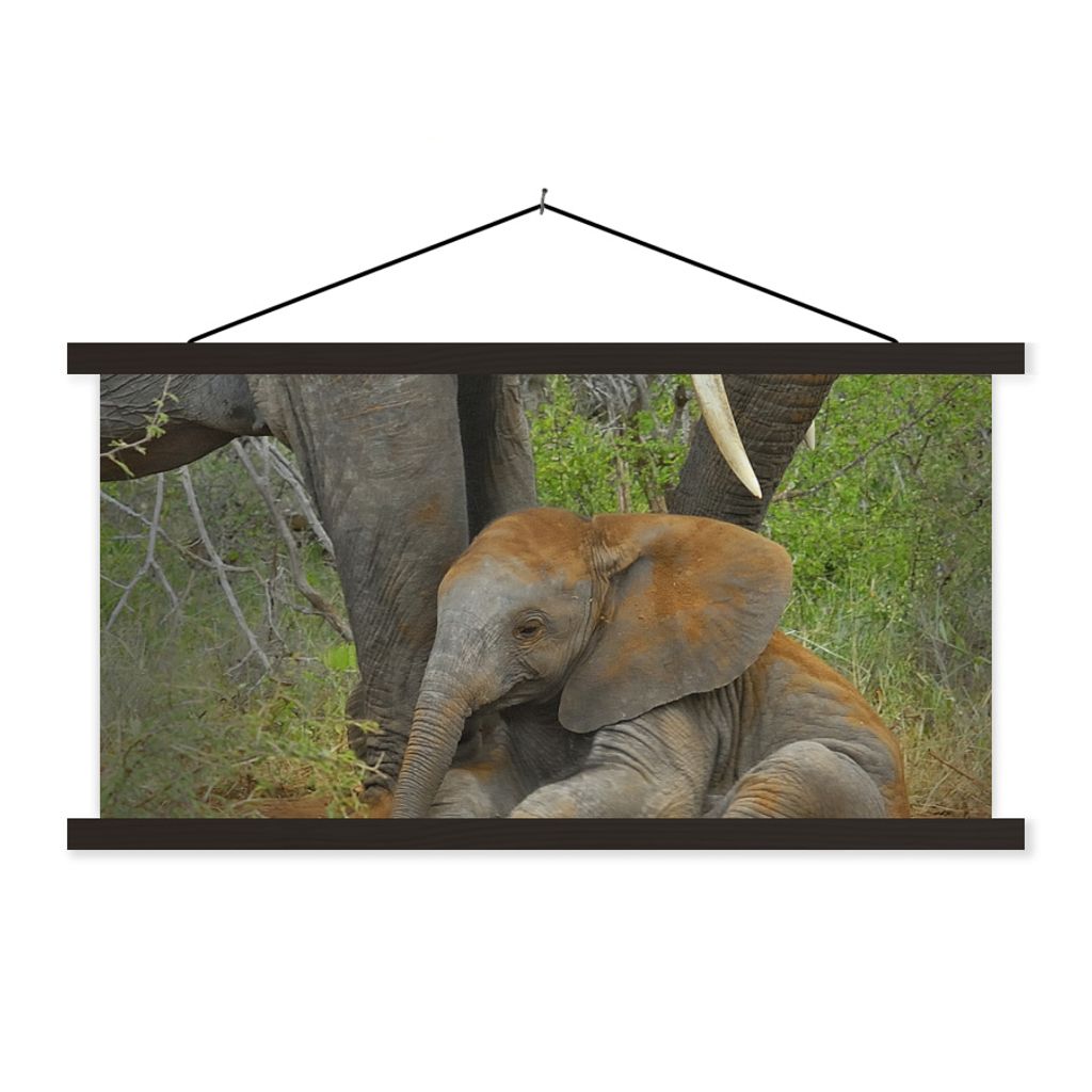 MuchoWow Textilposter Elefant - Tiere - Sand - Natur 120x60 cm mit schwarzem Rahmen - Dekoration Schlafzimmer