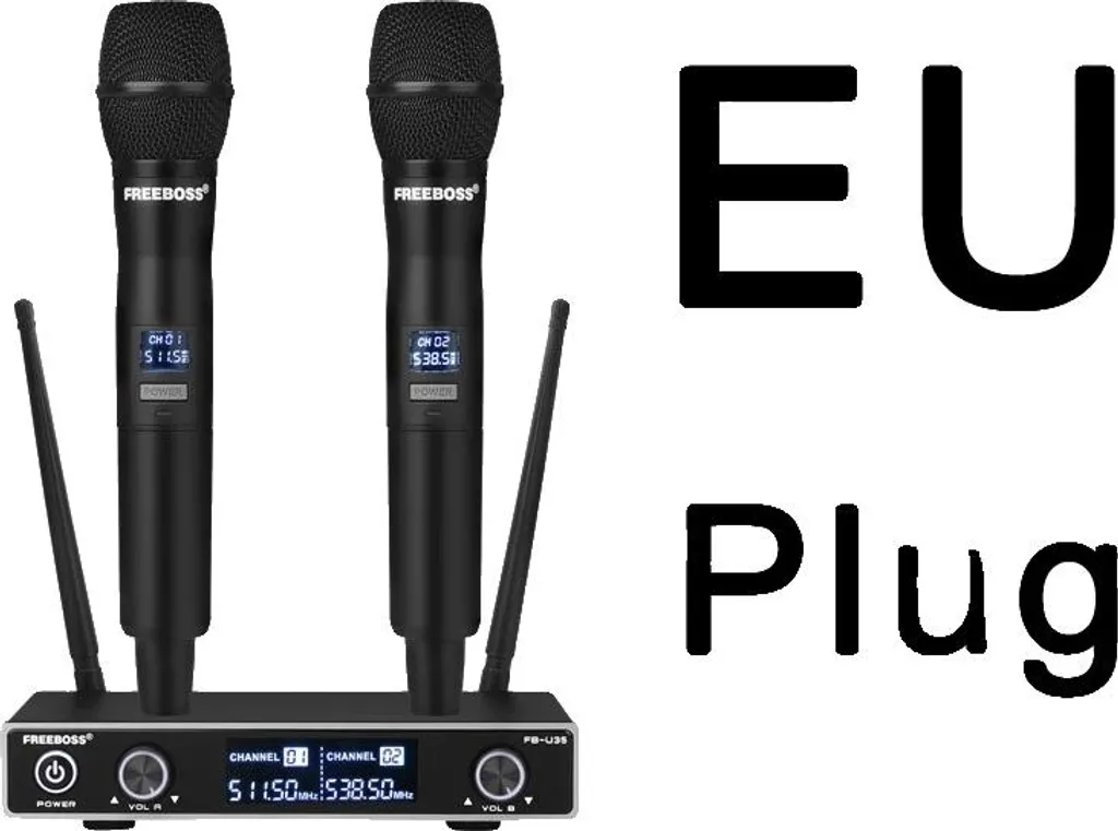 Microfono Wireless Doppio Palmare UHF 511-538MHz Spina UE | Prezzo Shock