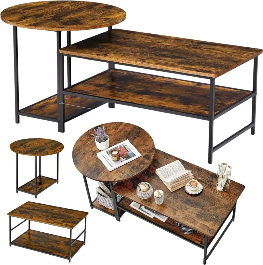 Table basse rectangulaire grand plateau bois rustique et robuste - 2