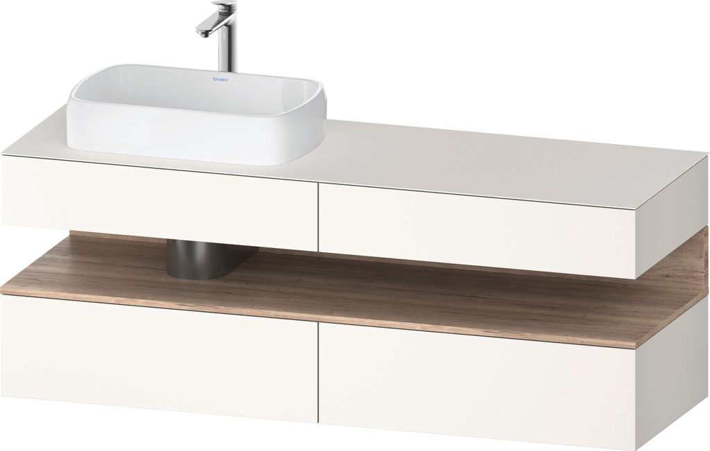 Duravit Qatego Konsolenwaschtischunterbau, 2 Auszüge, 2 Schubkästen, Ausschnitt links, 1600x550x600mm, Nische Eiche Mamoriert, QA4777055840010