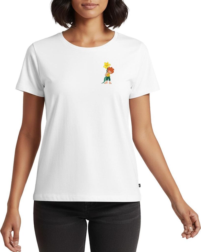 Spreadshirt Pumuckl Design Mit Gelber Blume Frauen Premium T-Shirt, L, Weiß