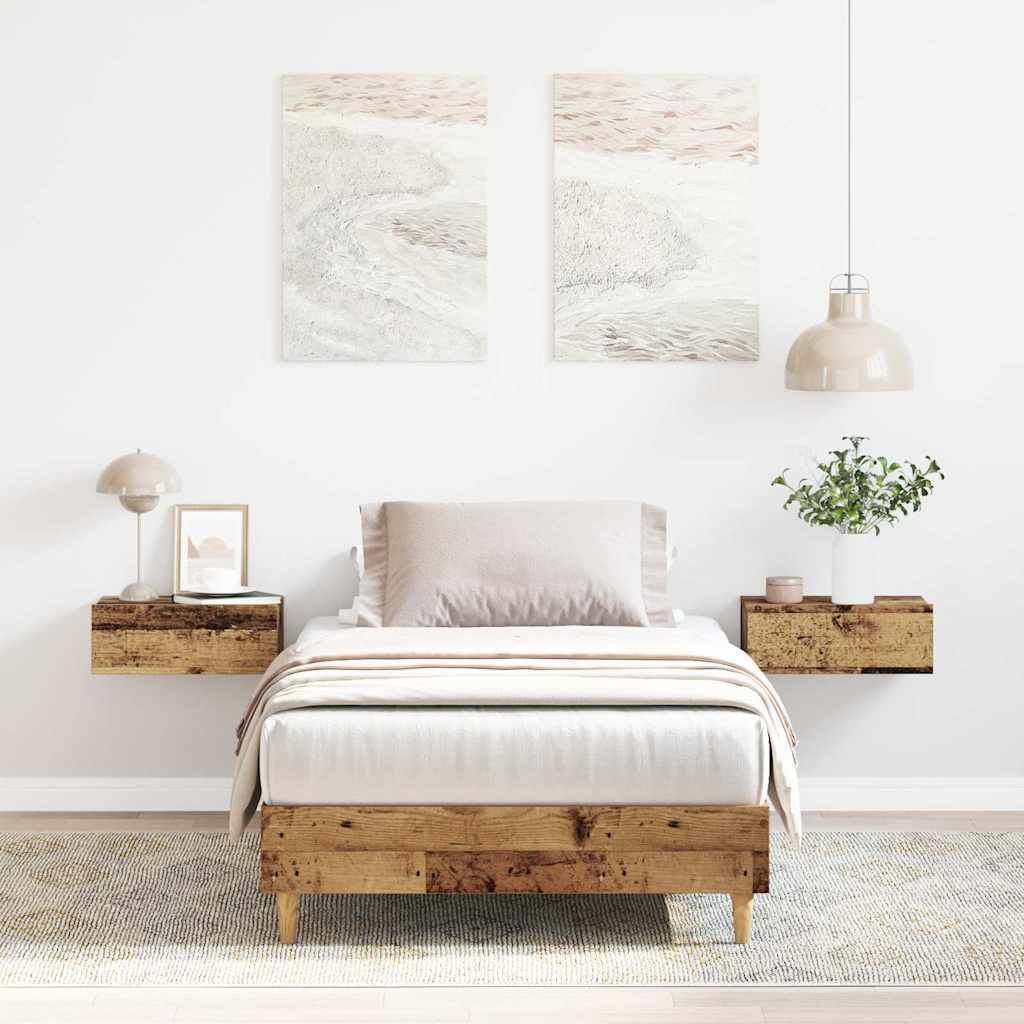 "2026 Promotion" Bettgestell moderne - ohne Matratze - Altholz-Optik 100x200cm - Holzwerkstoff - Polsterbett CC32209