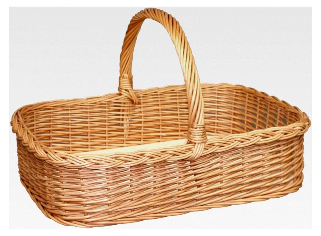 Handgeflochtener Weidenkorb mit Holzplatte – Große Obst- und Gemüseschale, Serviertablett mit Griff – Naturprodukt EU, 50 x 35 H 14/32 cm