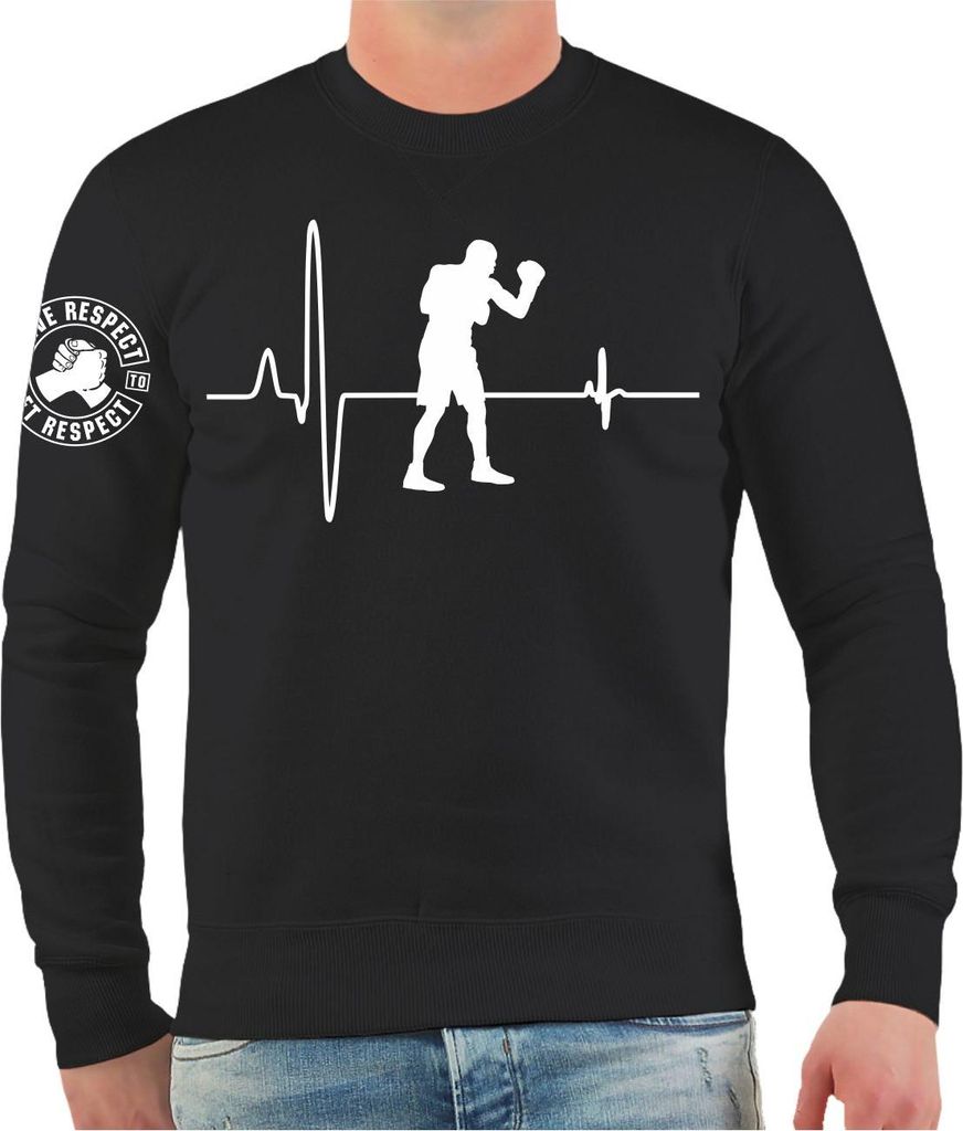 Herren Sweatshirt Herzschlag Boxen Give Respect