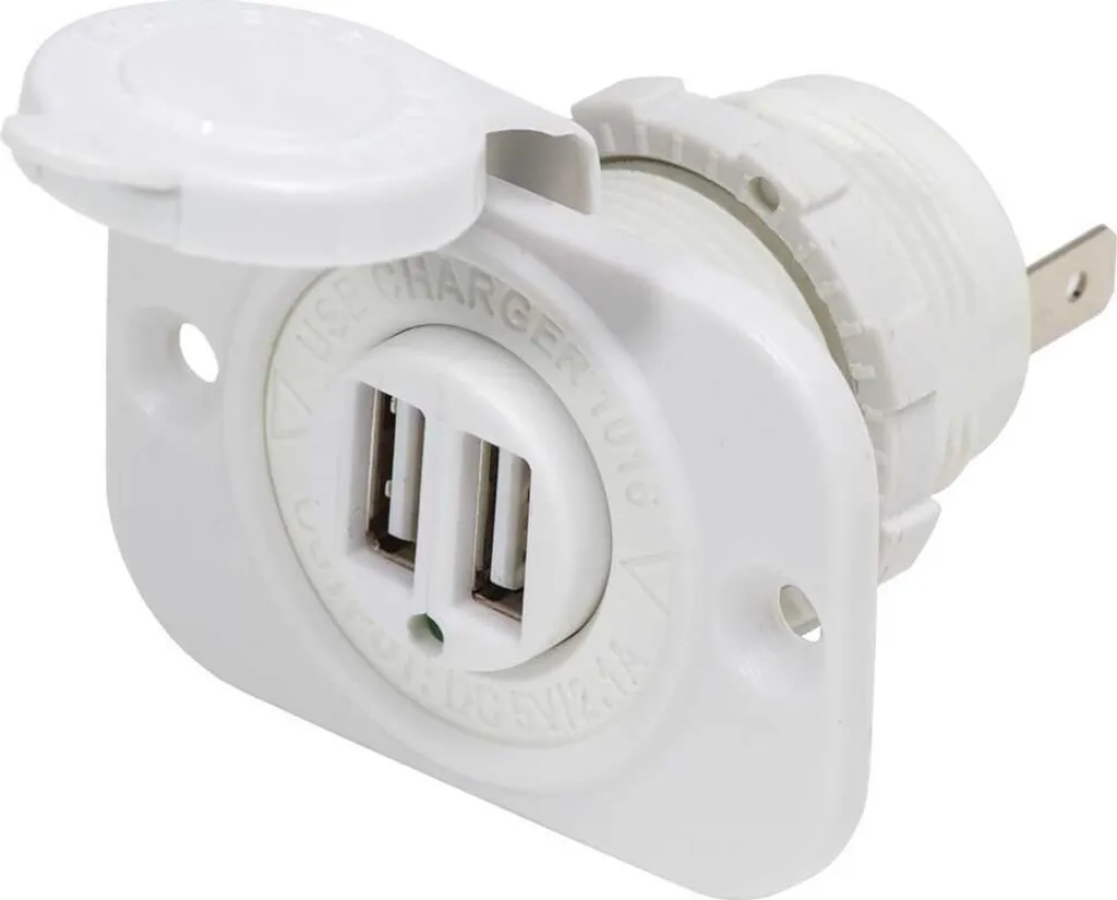 Double Prise USB Marine Transparente pour Tableau de Bord Bateau et Van
