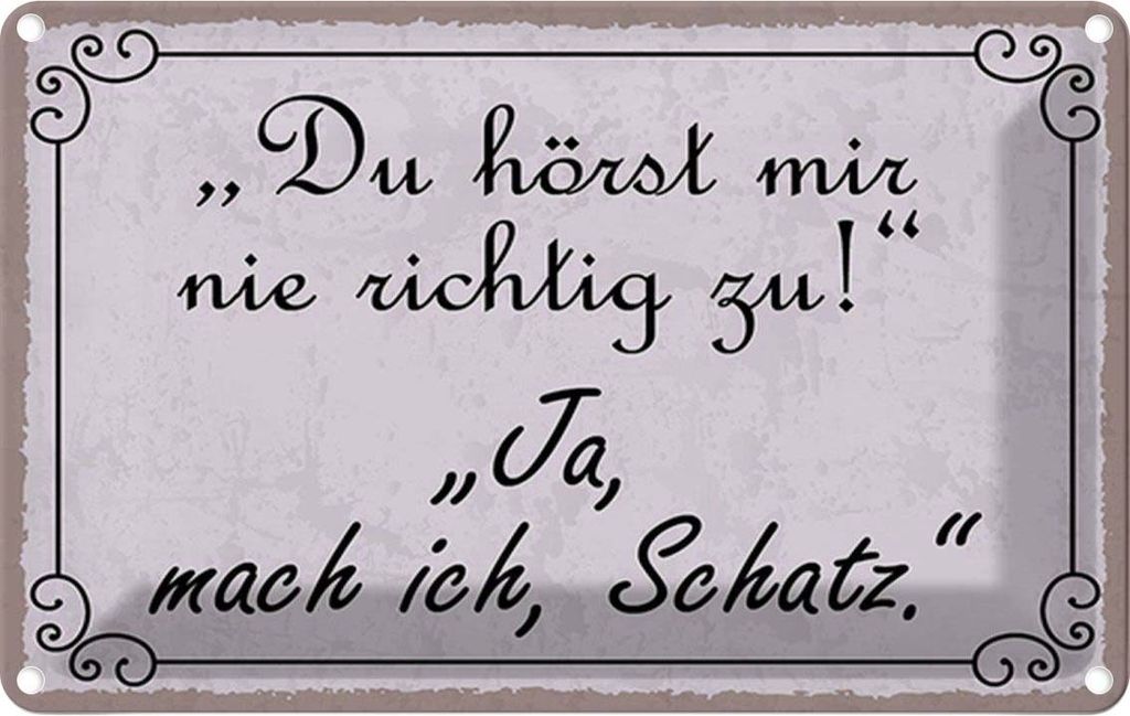 vianmo Blechschild 12x18 cm du hörst mir nicht richtig zu Dekoration Spruch Zitat