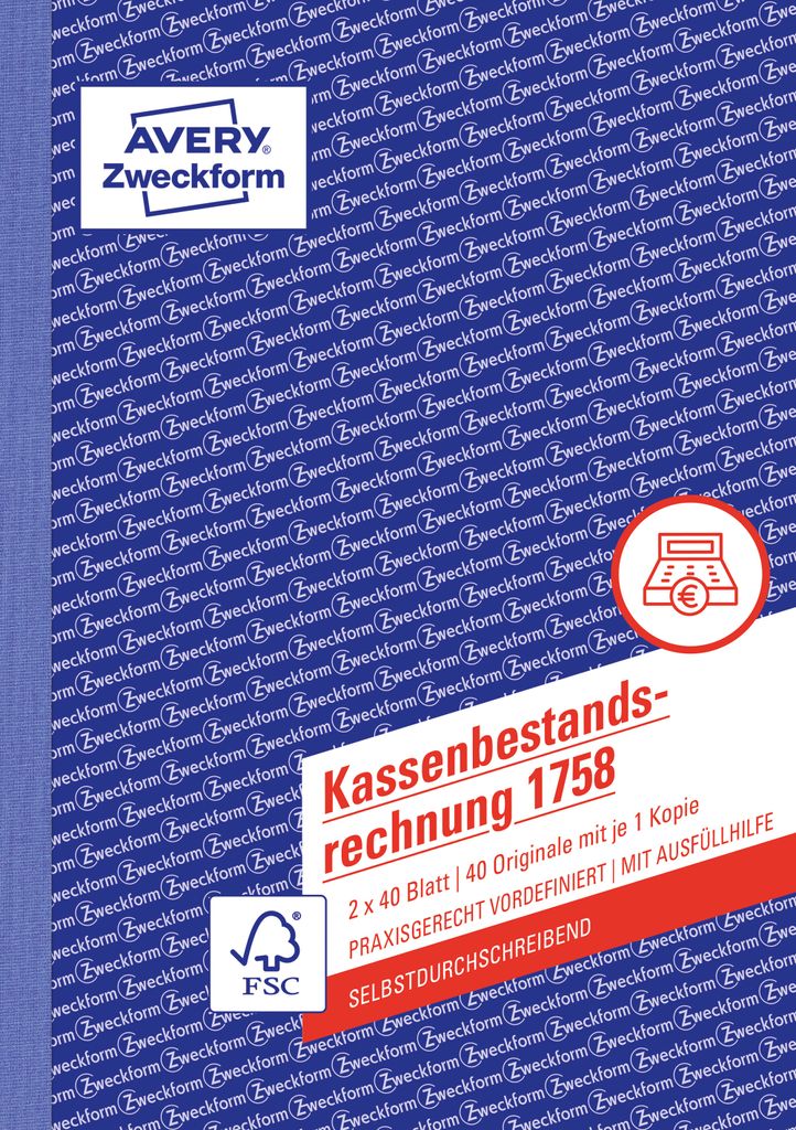 Avery Zweckform® 1758, kassabonnenrol, DIN A5, Productafbeelding 