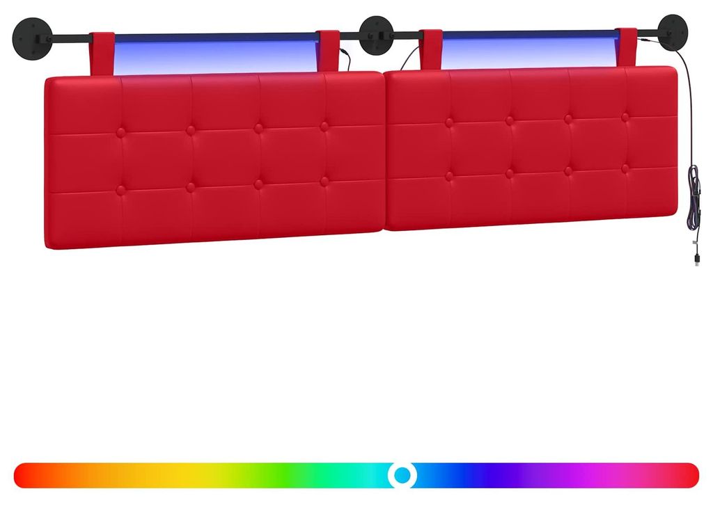 vidaXL Hängendes Kopfteil Mit LED Licht Rot Kunstleder