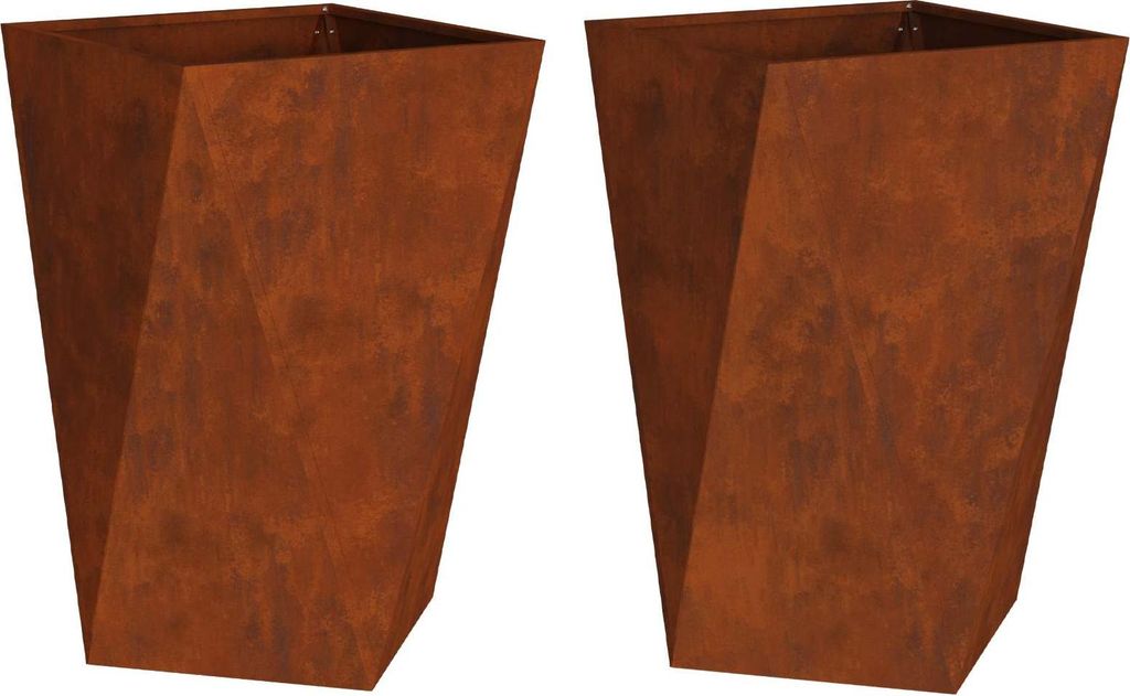 vidaXL Pflanzkübel 2 pcs Rostig 50 x 50 x 75 cm Wetterfeststahl
