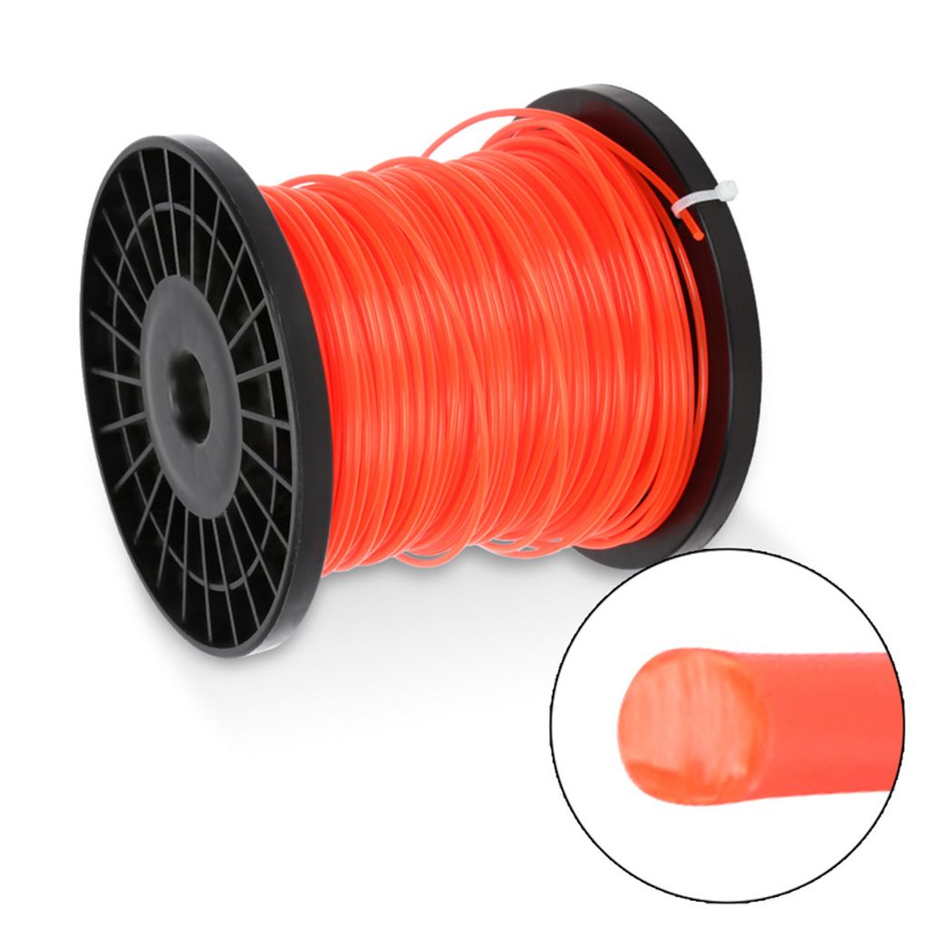 Fiqops Trimmerfaden Faden Durchmesser 100M Mähfaden für Motorsense Rasentrimmer Nylon Rolle Trimmer Orange Rund 2mm