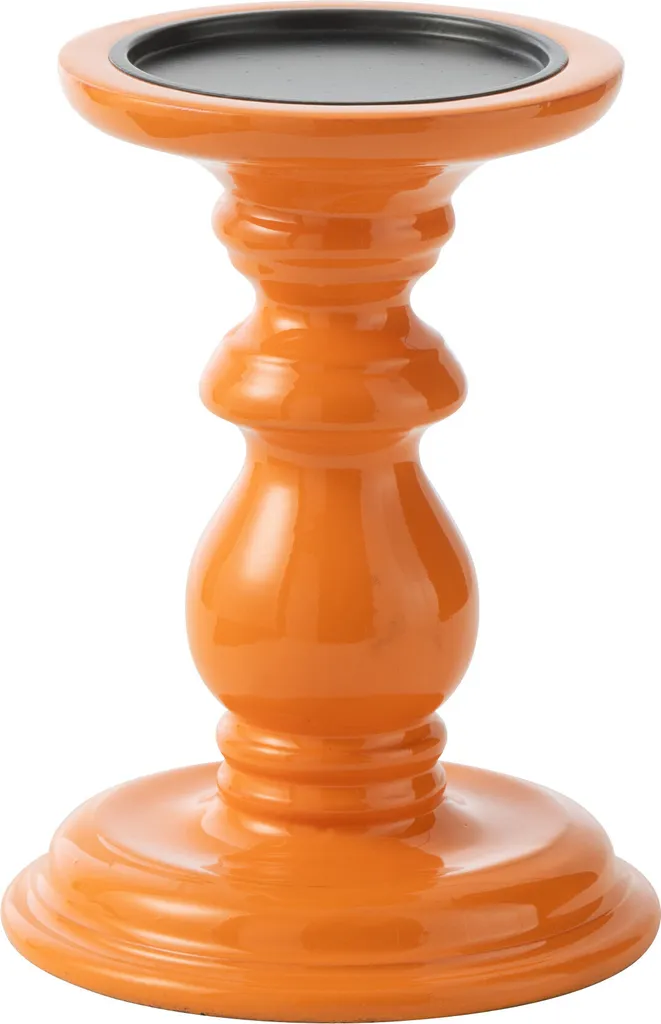 Bougeoir Design Orange en Bois de Mangue J-Line Hantel pour Chandelle