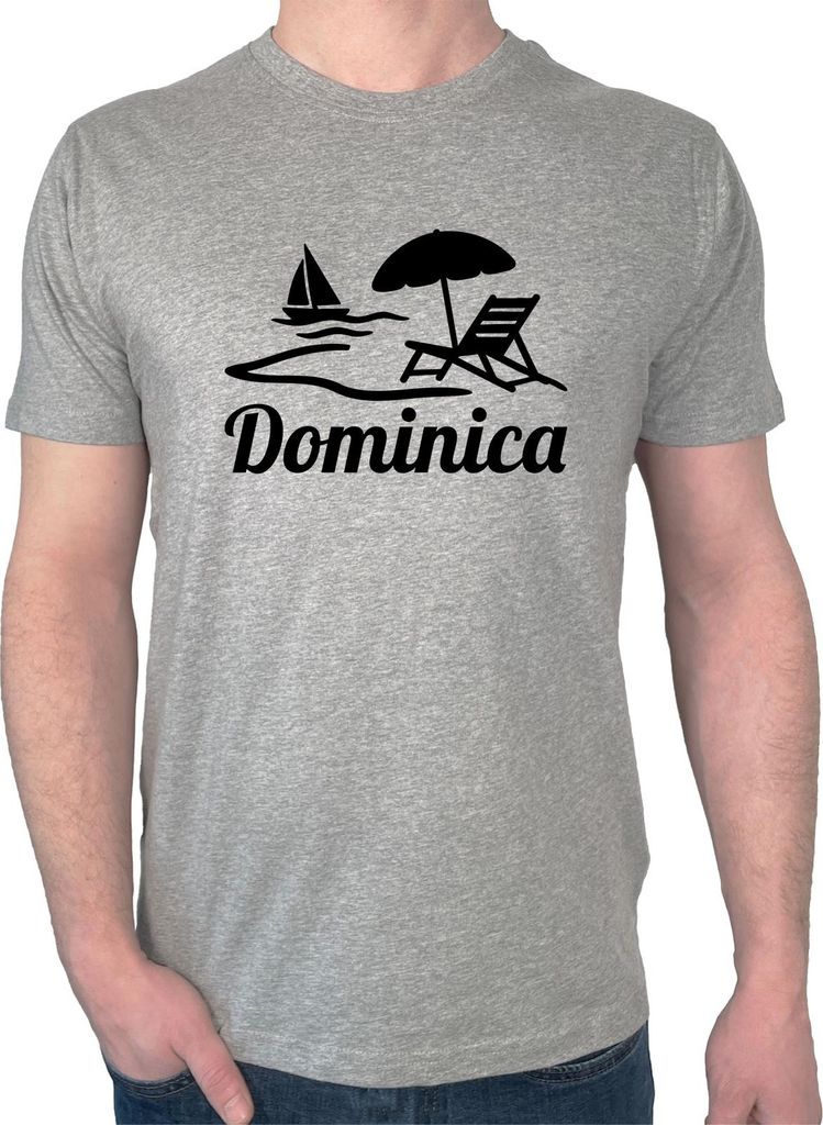 Huuraa Herren T-Shirt Dominica Inselmotiv Karibik XL Sport Grey Bio Baumwolle Fairtrade Herrenshirt Geschenkidee