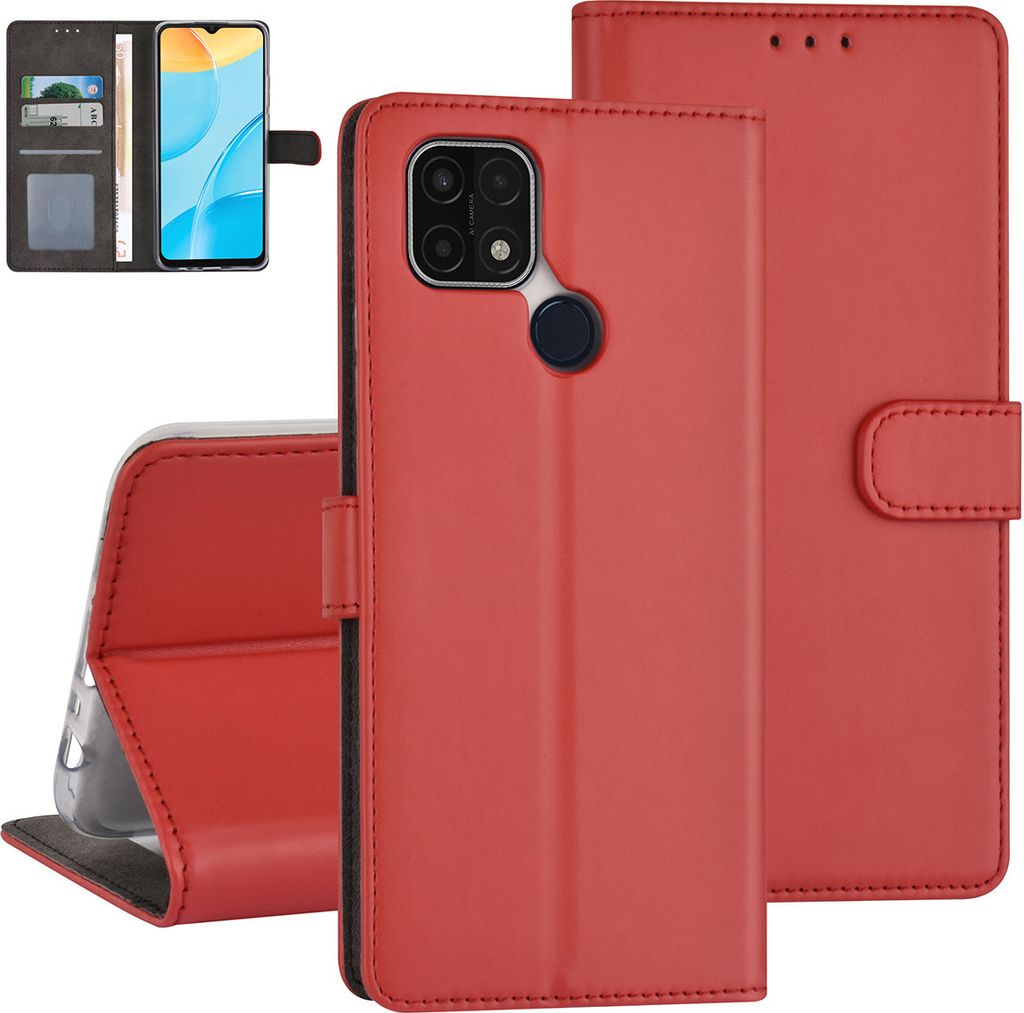 Oppo A15 Book type case - Card holder - Magnetic closure - Red