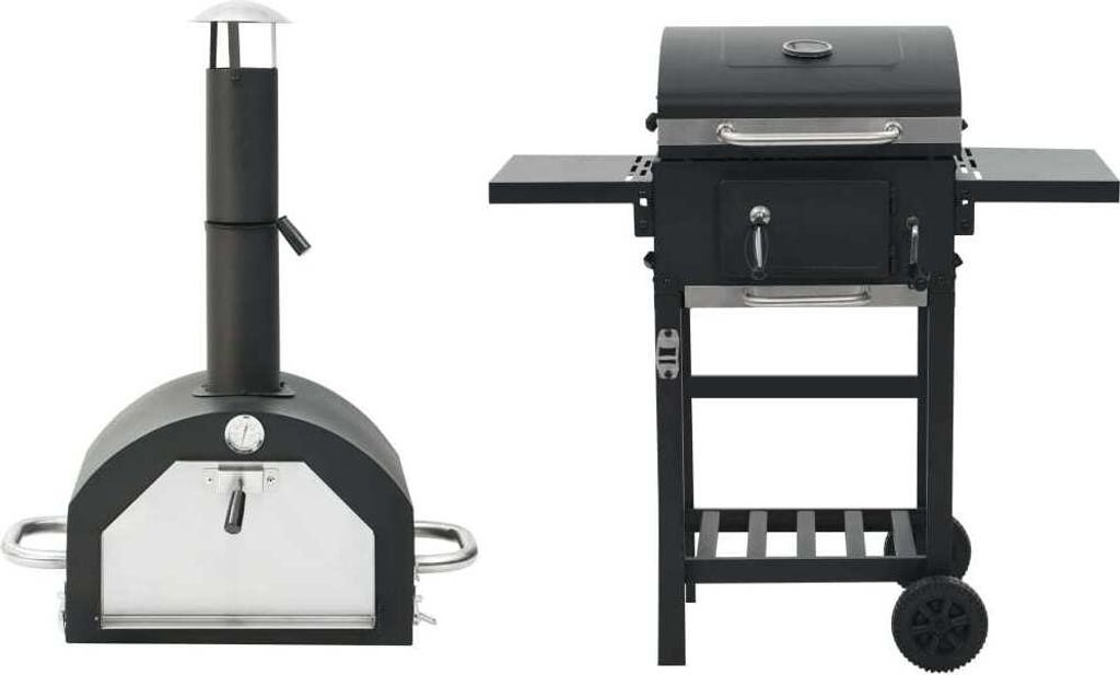 3-in-1 Outdoor-Pizzaofen & Grill Schwarz