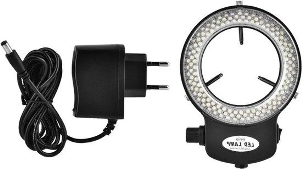 Lampe microscope noire 220V robuste, boîtier ABS et adaptateur secteur