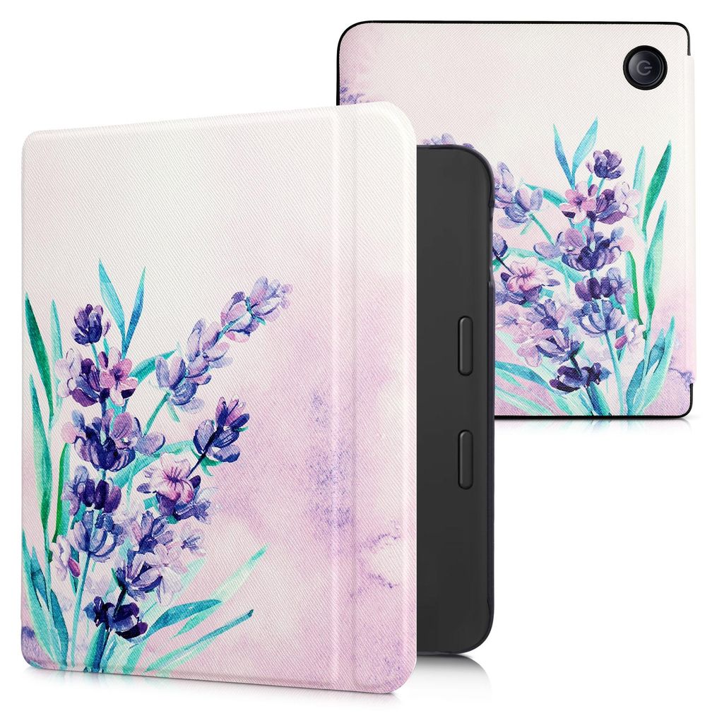 kwmobile Schutzhülle für Kobo Libra 2 Hülle - eReader Flip Case mit Auto Sleep Funktion - Lavendel mit Violett Türkis Violett