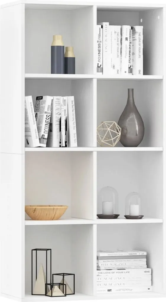 Bibliothèque Buffet Blanc 66x30x130 cm en Bois d'Ingénierie Robuste