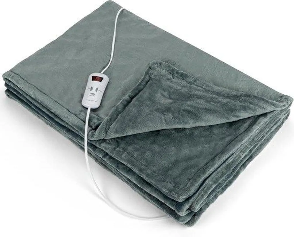 Couverture chauffante douce 130 x 175 cm grise - Plaid électrique chaud
