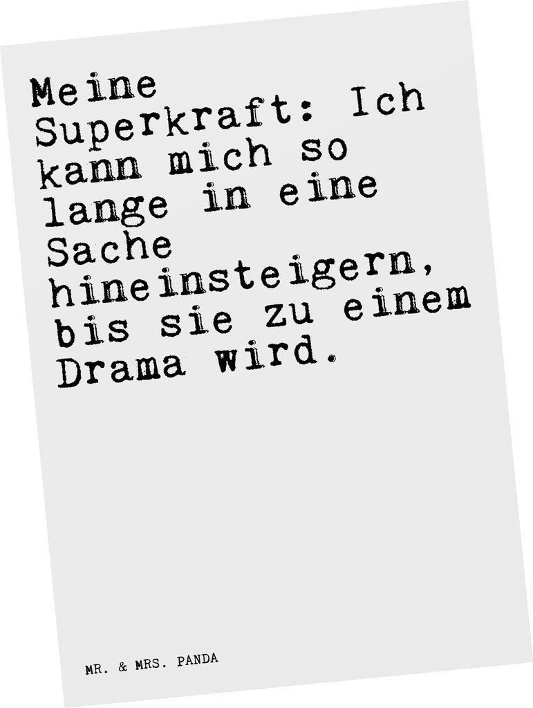 Mr. & Mrs. Panda Postkarte Meine Superkraft: Ich kann... - Weiß - Geschenk, Sprüche, Grußkarte, einzelkarte, Mann, Ehemann, Frau, Ansichtskarte,...