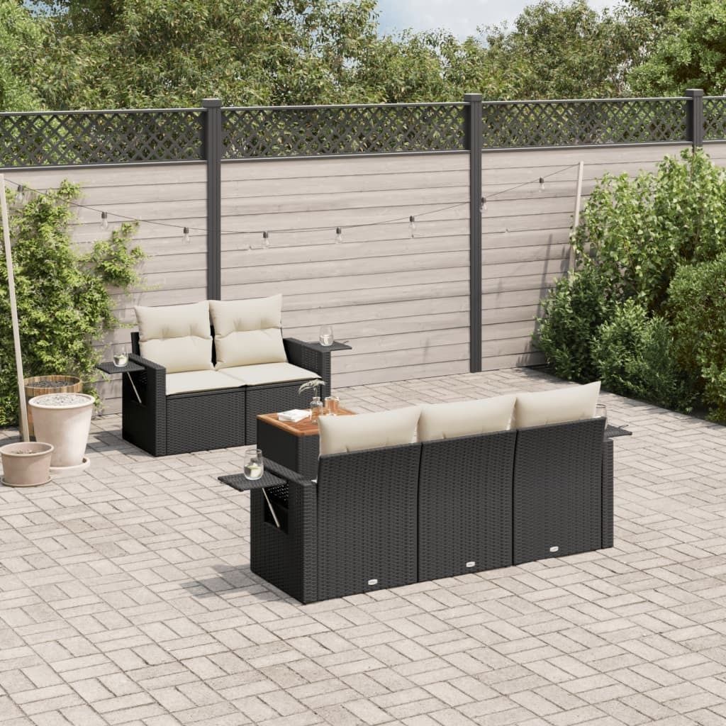 Maison Exclusive - 6-tlg. Garten-Sofagarnitur mit Kissen Schwarz Poly Rattan