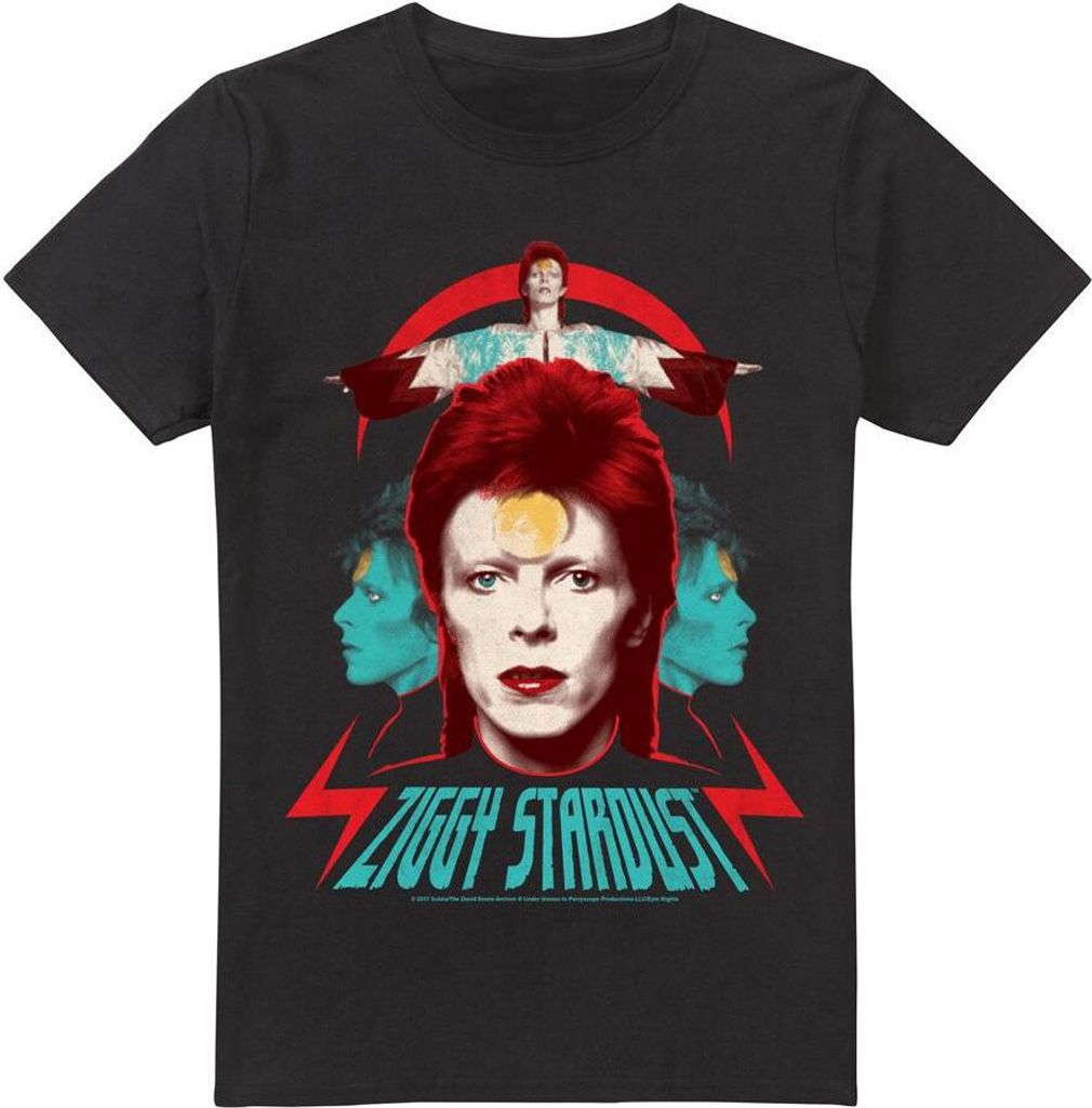 David Bowie - "Ziggy Heads" T-Shirt für Herren TV13383 (XXL) (Schwarz)