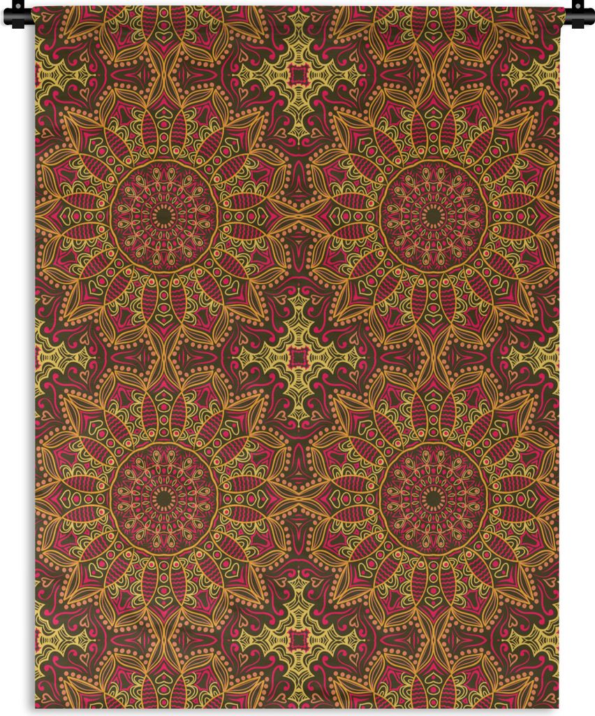 MuchoWow Wandteppich Wandbehang Muster - Mandala - Pflanzen 150x200 cm Tapisserie Dekoration Wandtuch - Wandaufhängung - Moderner