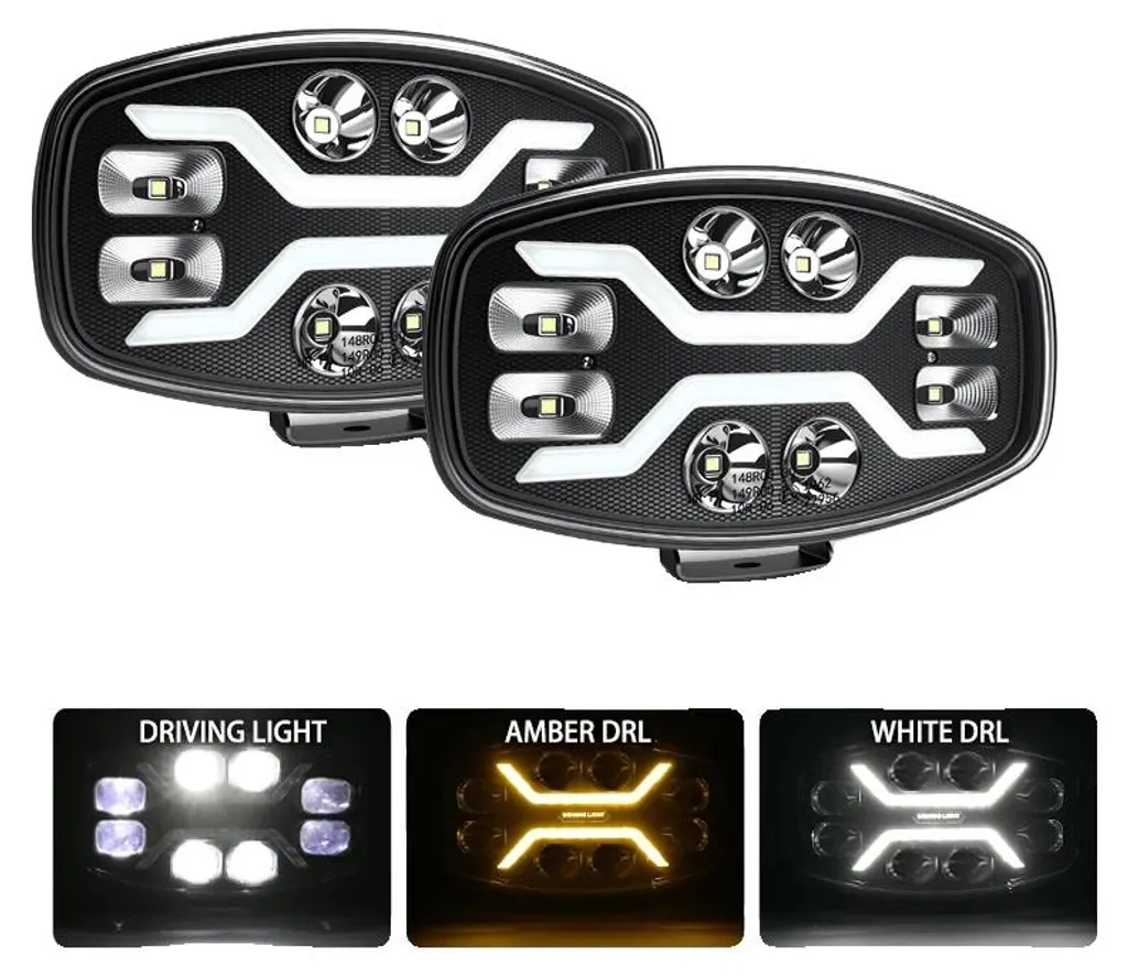 Éclairage LED Étanche IP69 Anti-Brouillard Blanc Ambre, Pack 2x 958-8FG