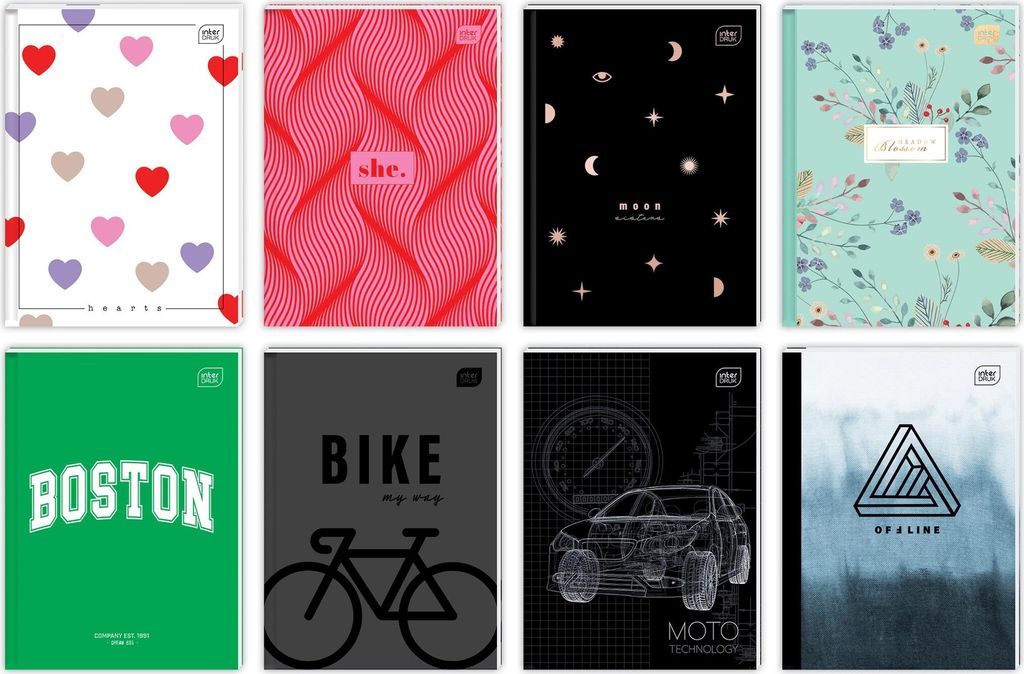 Interdruk Brulion w kratkę A5 96 kartek mix wzorów