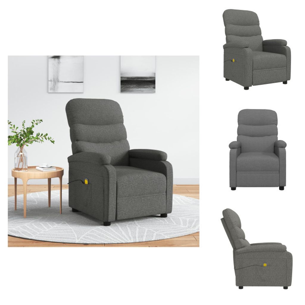 vidaXL Massagesessel Dunkelgrau Stoff - Massagesessel