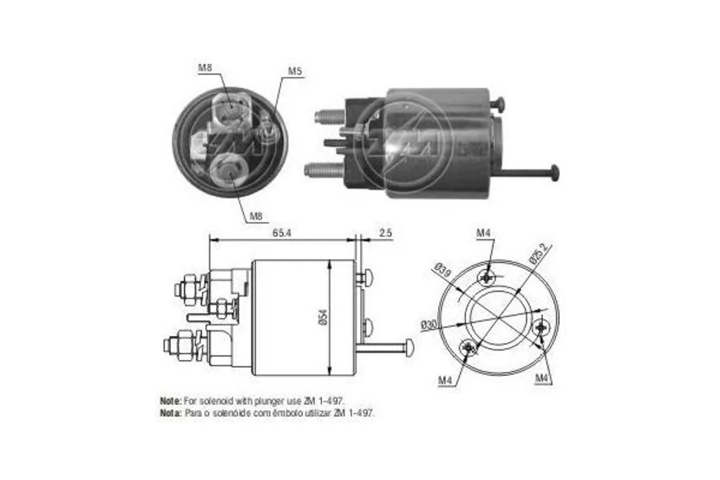 Solénoïde de Démarreur Magnétique ZM497 pour Citroën Berlingo et Fiat 225
