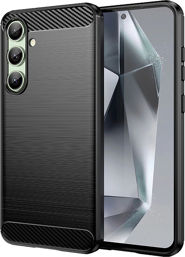 Hülle für Samsung Galaxy S24 FE Carbon-Faser Weich TPU Silikon Stoßfest Handyhülle Schwarz
