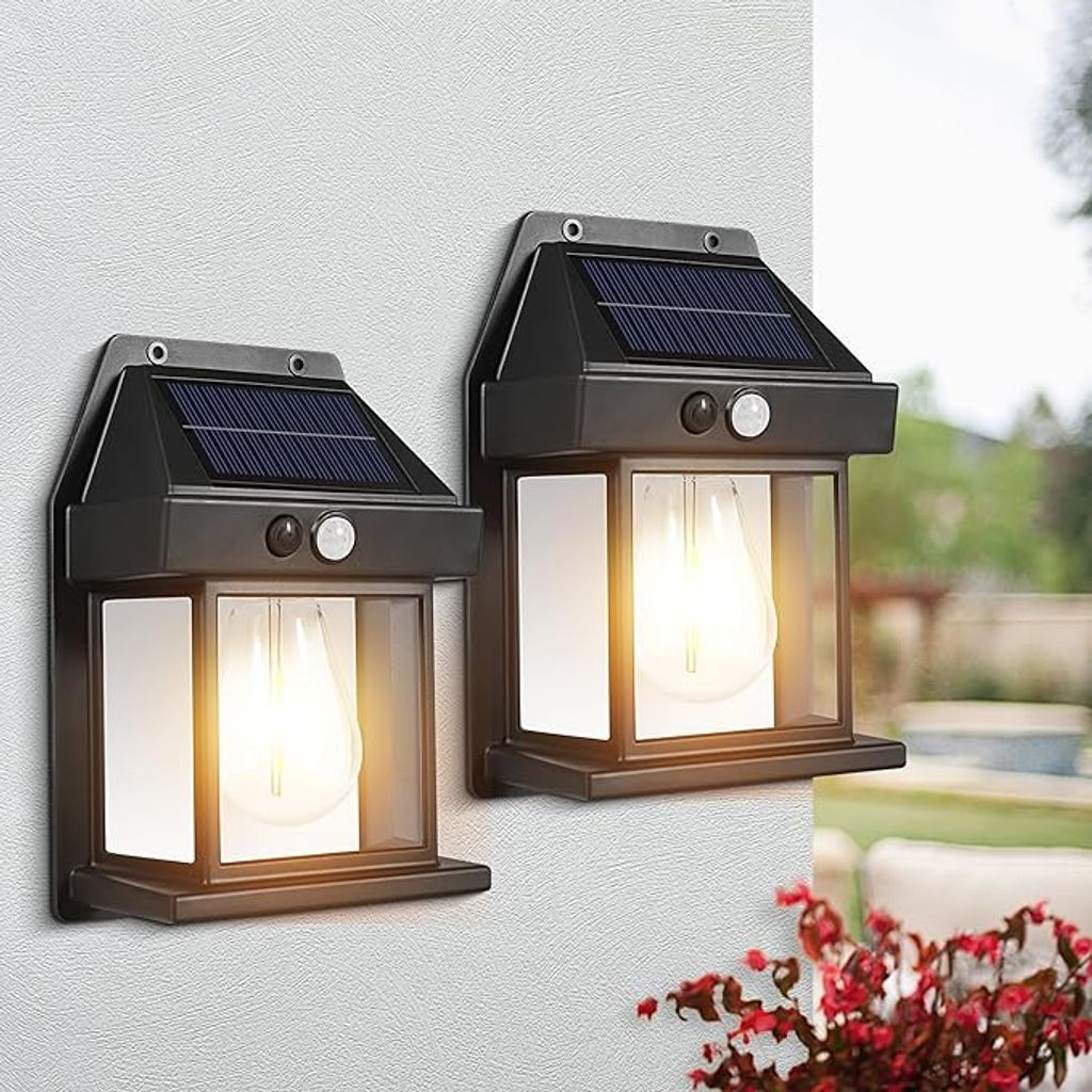 Solarleuchte für den Außenbereich,3 Modi,Solar-Außen,wasserdichte Veranda-Leuchte,Garten, Treppe,Innenhof,Garage,Dekoration,Außenwandleuchte (2...