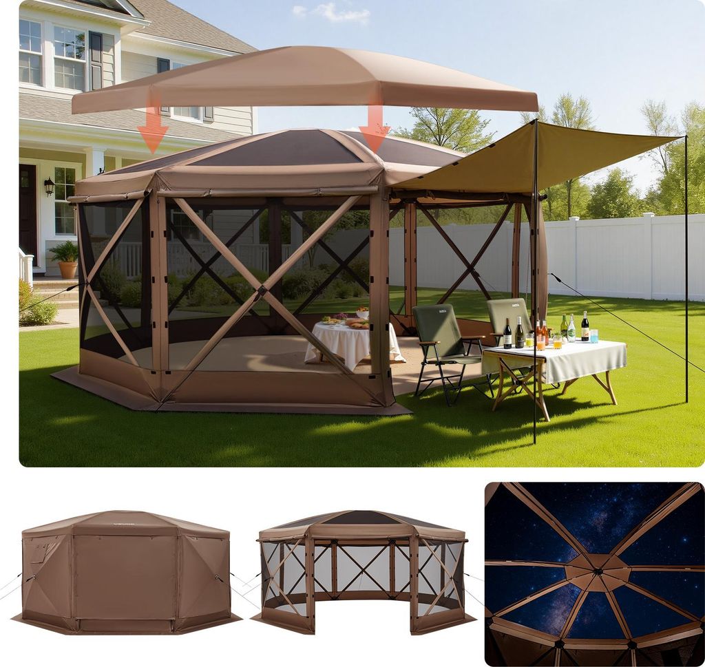 VEVOR Pop-up-Pavillon, 4,57 x 4,57 m, großes 8-seitiges Produktbild 
