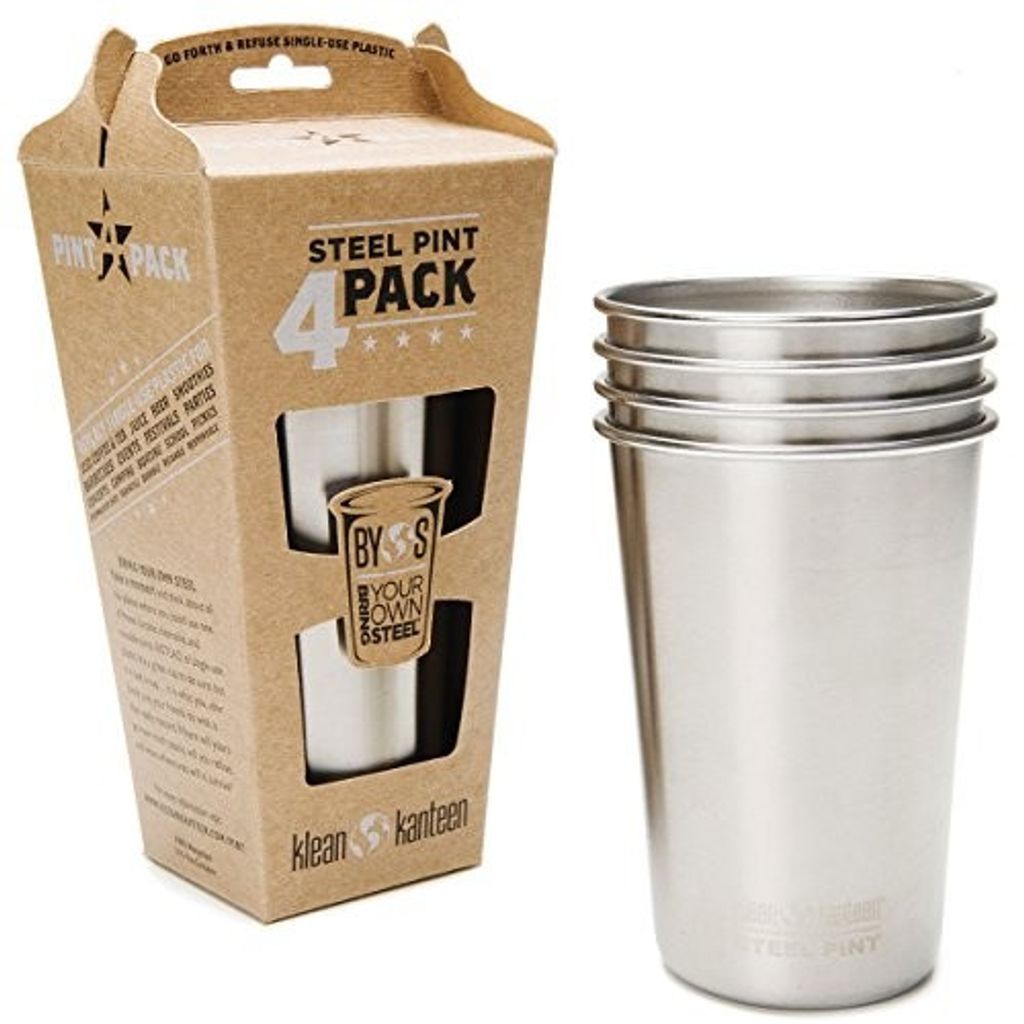Klean Kanteen Steel Pint 16oz/473ml - 4er Pack - Trinkbecher - Gebürstetes
