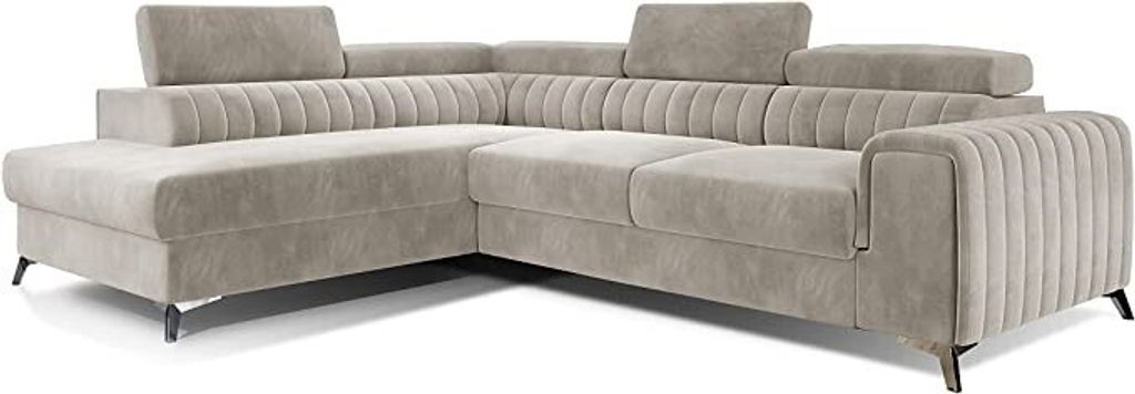 Ecksofa mit Schlaffunktion und Bettkasten, Couch für Wohnzimmer, Schlafsofa Sofagarnitur L-Form Wohnlandschaft mit Bettfunktion 278x92x205 cm OLIV...