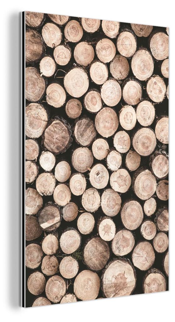 MuchoWow Wanddekoration Metall Metallbild Wandkunst 80x120 cm Baumstämme - Winter - Natur MuchoWow Aluminium Gemälde - Bilder