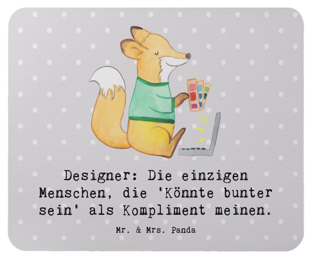 Mr. & Mrs. Panda Mauspad Designer Kompliment - Grau Pastell - Geschenk, Mouse Pad, Berufsgestaltung, Mousepad, Gestaltung, Berufsliebe, Produktentw...