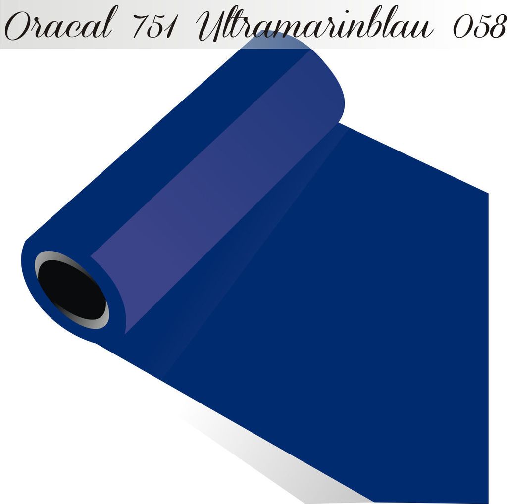 Oracal 751 - Orafol Folie 5m (Laufmeter) freie Farbwahl 118 glänzende Farben - glanz in 4 Größen, 50 cm Folienhöhe ultramarinblau - 058
