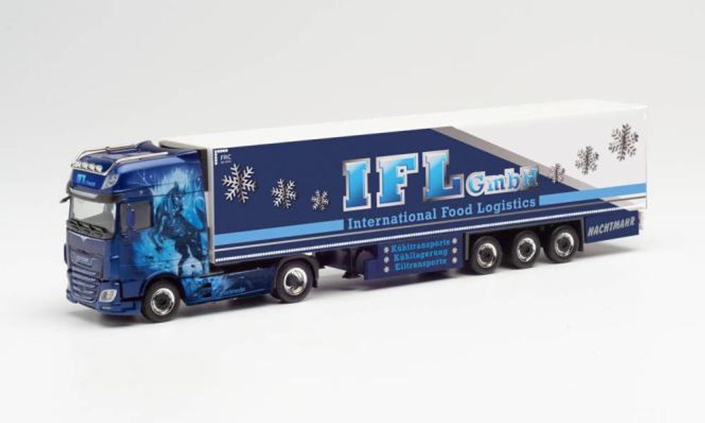Herpa LKW DAF 106 XF Aerop. SSC Kühl-KSZ IFL Nachtmare 313261