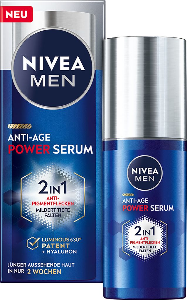 NIVEA MEN Anti-Age 2in1 Power Serum mit Hyaluron und LUMINOUS630 30ml