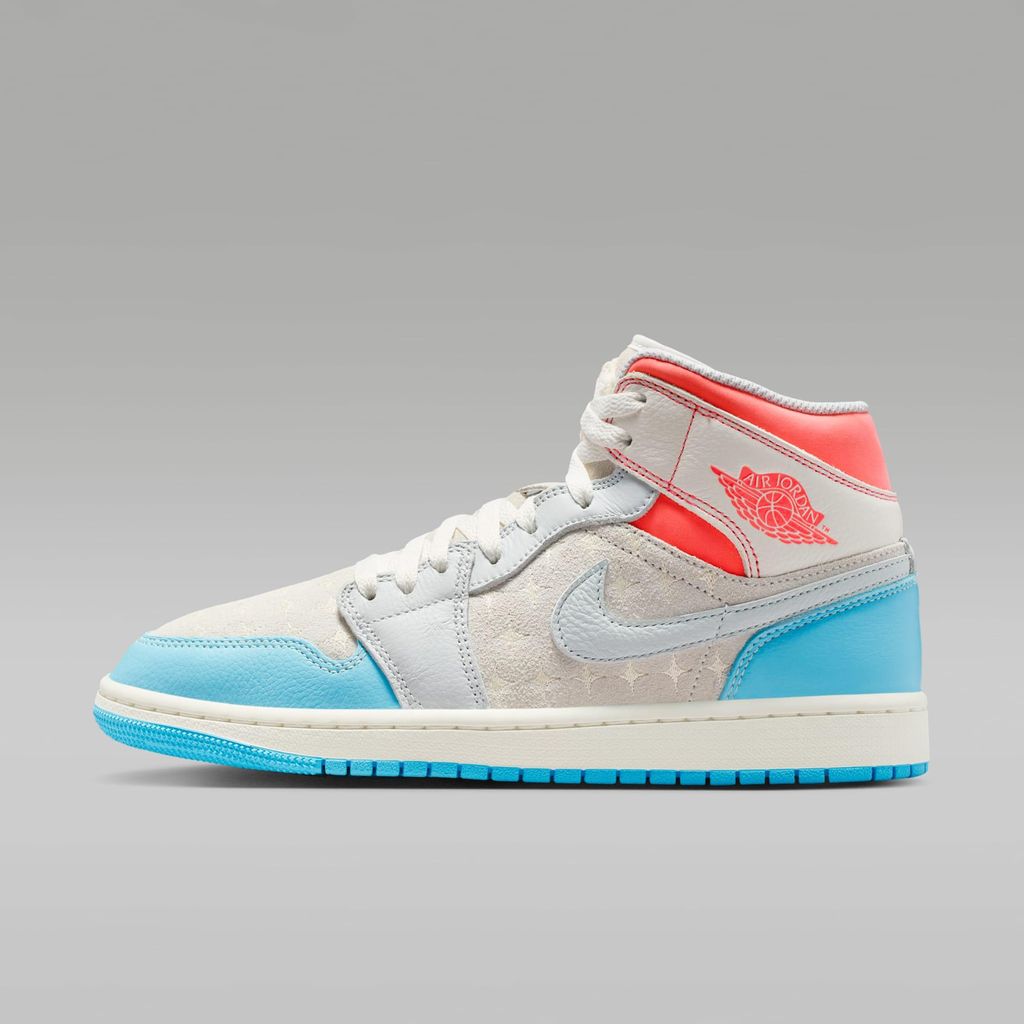 Nike Jordan 1 Mid "Sail Hot Lava Blue Chill" Blau, Größe: 43
