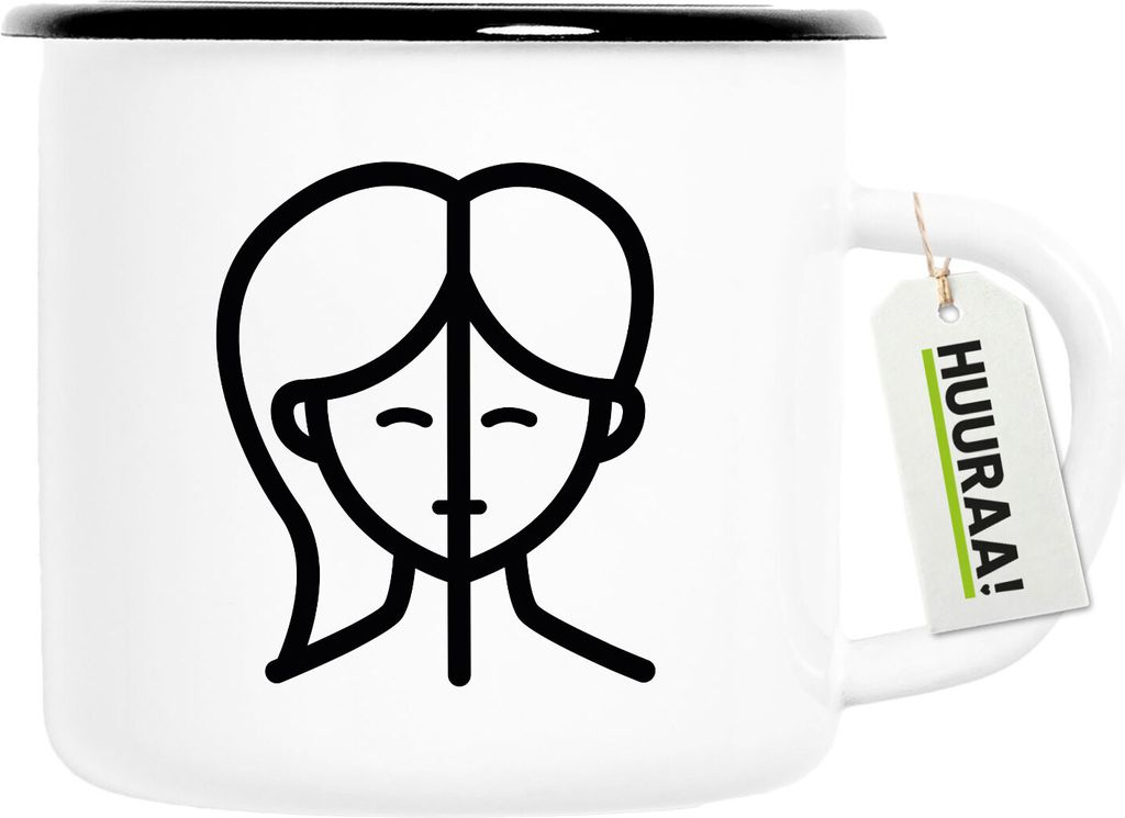 Huuraa Emaille Tasse Zwillinge Sternzeichen Symbol 300ml Vintage Campingbecher Geschenkidee