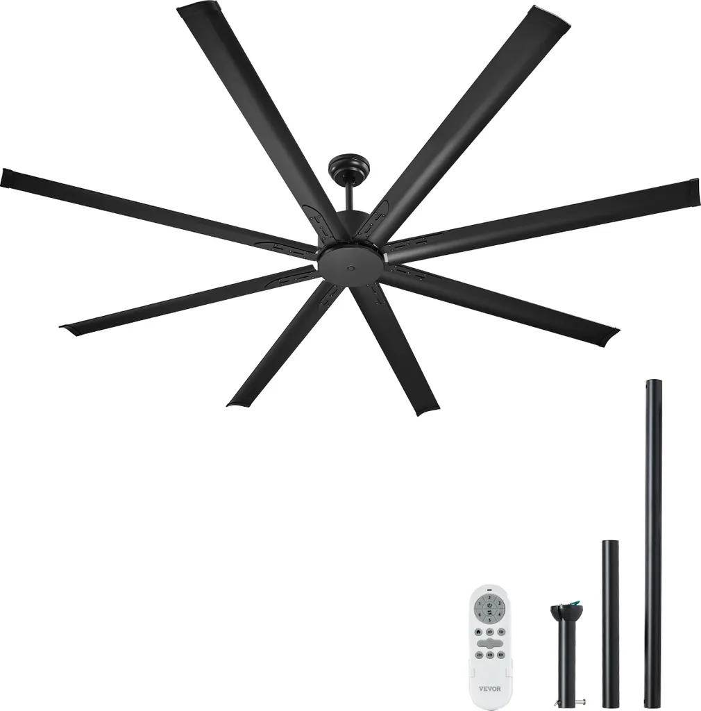 VEVOR Ventilateur de Plafond 213 cm Noir sans Lumière avec Moteur DC