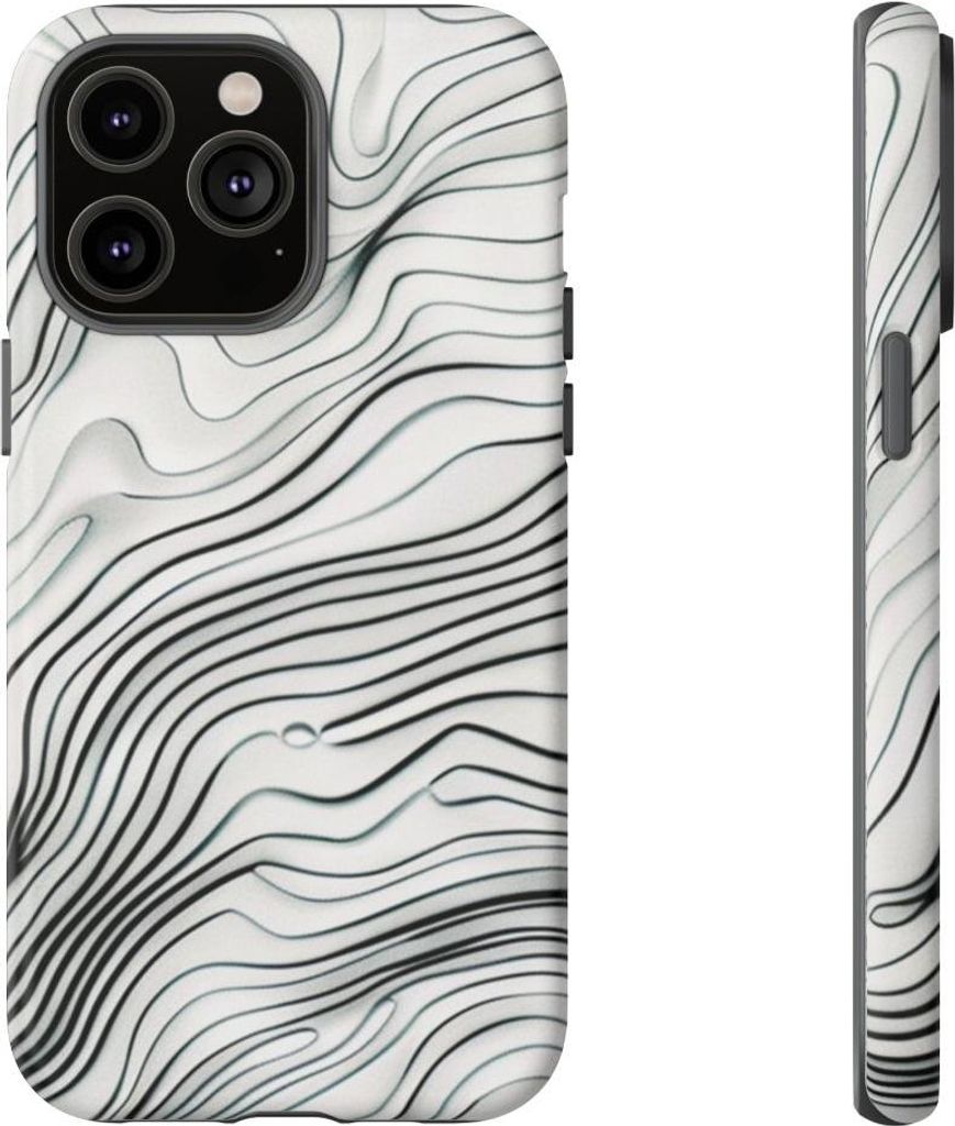 Abstrakte schwarze Linien auf weißem Hintergrund – Handyhülle Kompatibel mit iPhone 14 Pro Max