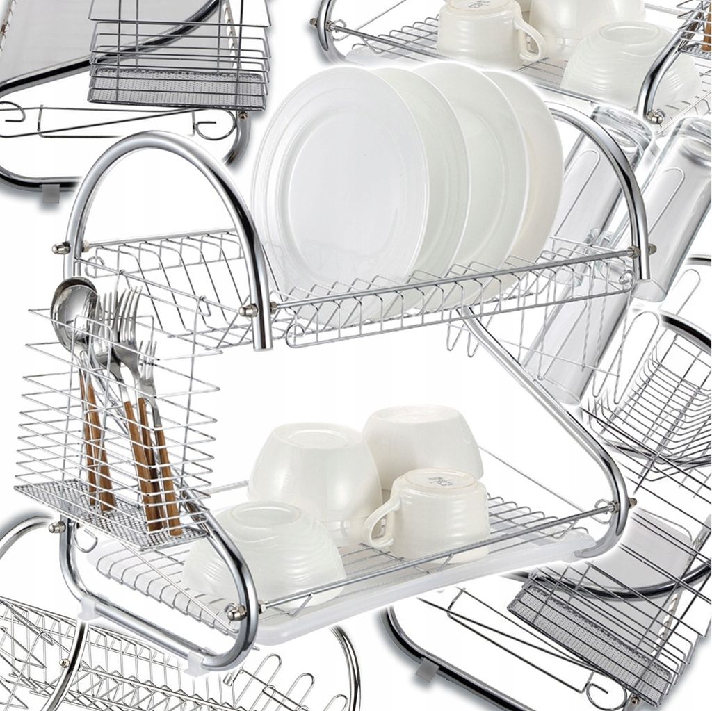 Zwei Etagen Geschirrspueler Trockner Abtropfstaender fuer Kueche Besteck Glaeser Praktischer Organizer